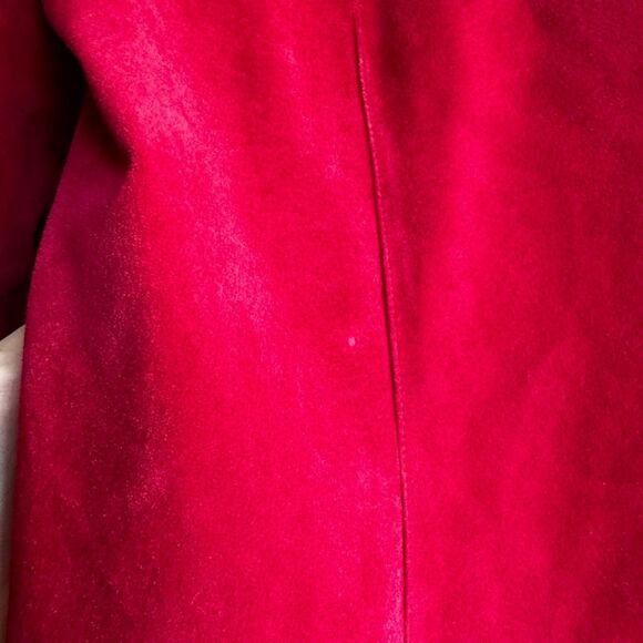 Vintage 80s Pia Rucci Gold Studded Red Suede Leather Dress size 14 - Picture 9 of 16